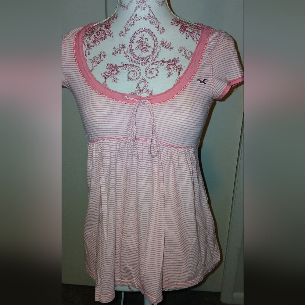 *SOLD* Hollister Pink Rare Striped Babydoll Top